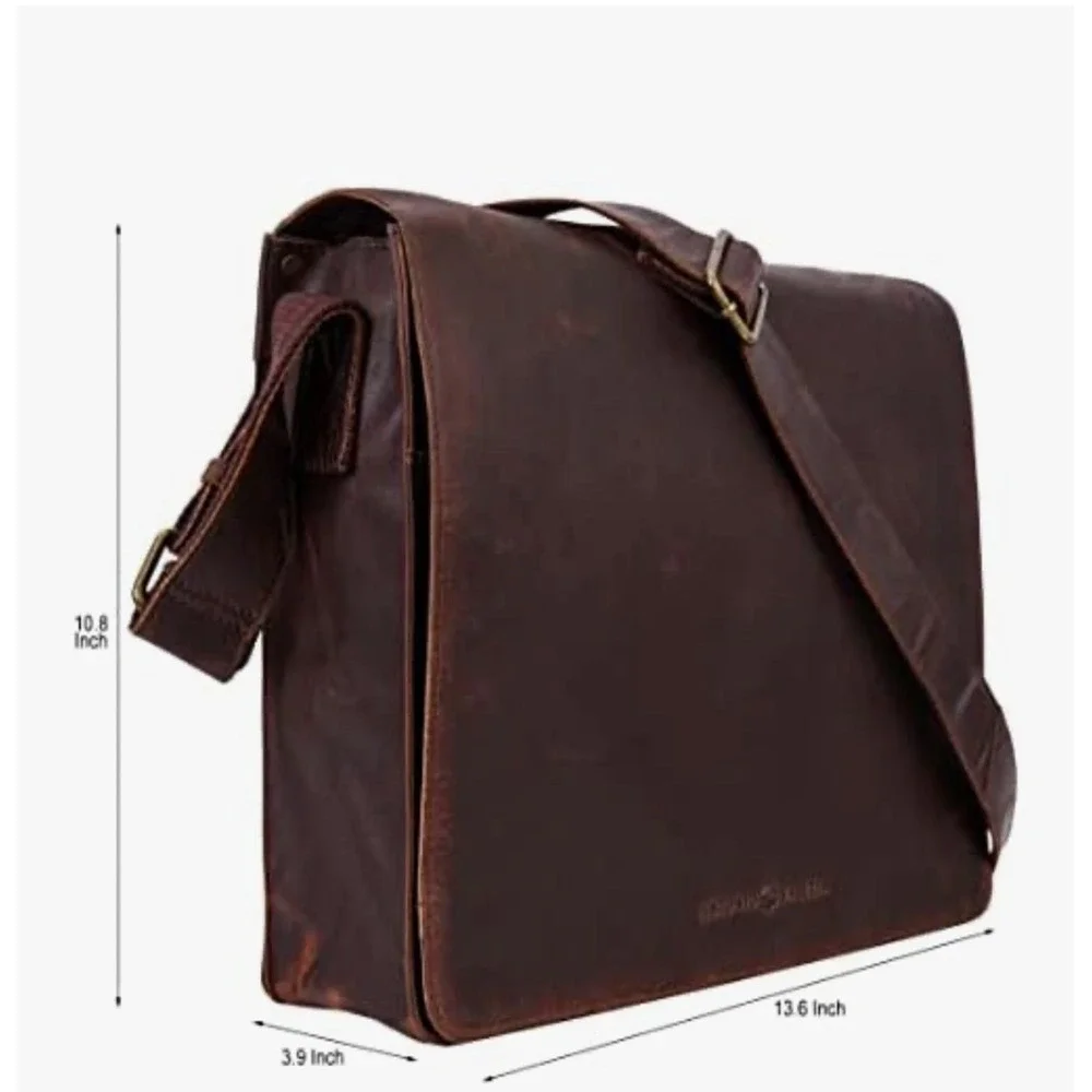 Antonio Valeria Messenger Bag Mens OS Brown New Distressed Leather Satchel
